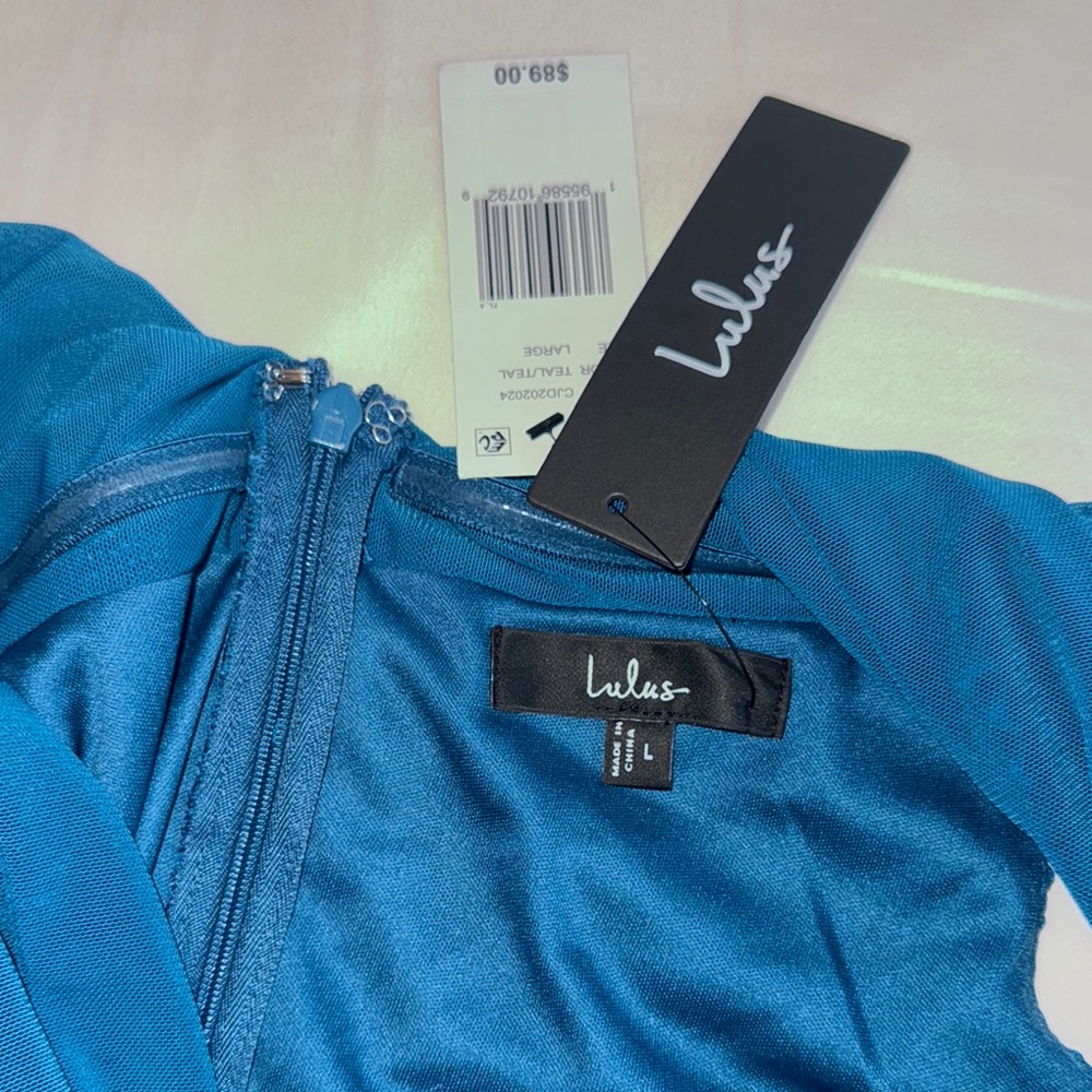 Lulu's Blue Ruched Mini Dress - Picture 7 of 7